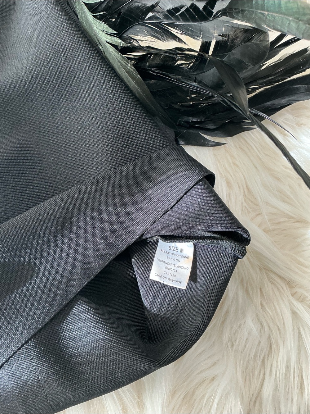 Black Feather-Trim Strapless Dress - Picture 8 of 9